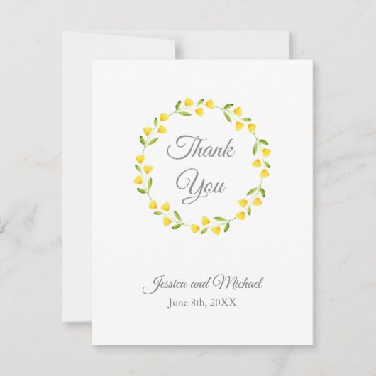 イエローウォーター色フローラリース サンキューカード (正面)