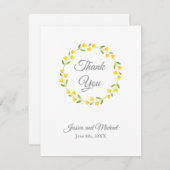 イエローウォーター色フローラリース サンキューカード (正面/裏面)