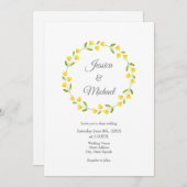 イエローウォーター色フローラリース 招待状 (正面/裏面)