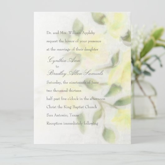 イエローウォーター色フローラ結婚式招待状 招待状 (スタンド正面)