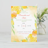 イエローウォーター色フローラ結婚式招待状 招待状 (スタンド正面)