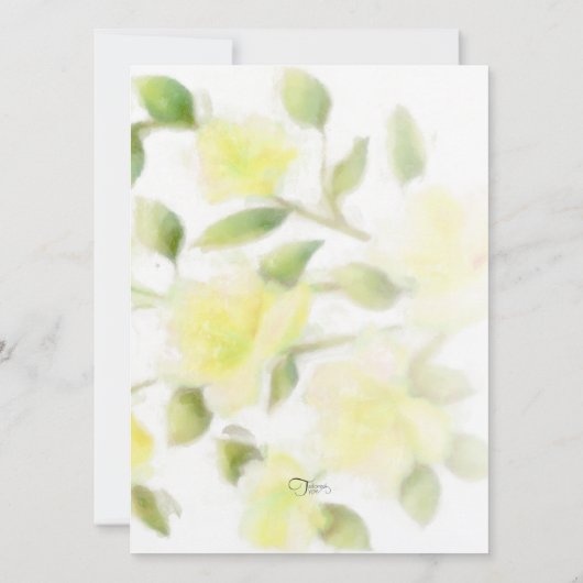 イエローウォーター色フローラ結婚式招待状 招待状 (裏面)