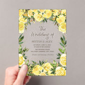 イエローウォーター色フローラ金ゴールドグリッターアー結婚チ アクリル招待状 (インサイチュ (ポータブル))