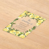 イエローウォーター色フローラ金ゴールドグリッターアー結婚チ アクリル招待状 (レイダウン)