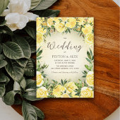 イエローウォーター色フローラ金ゴールド結婚グリッター 招待状
