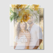 イエローウォーター色フローラ80誕生日 ベラム紙招待状 (オフセット (カップル))