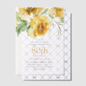 イエローウォーター色フローラ80誕生日 ベラム紙招待状 (オフセット (招待状))
