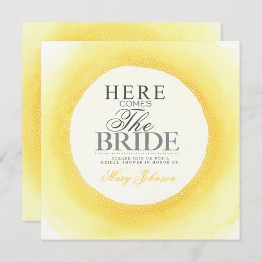 イエローウォーター色ブライダルシャワーパーティー招待状 招待状 (正面/裏面)