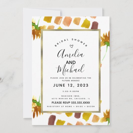 イエローウォーター花模様春サマーパインタリー 招待状 (正面)