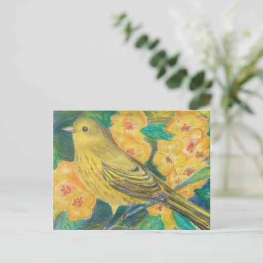 イエローウォーブライエローローズガーデンウォーターカラー ポストカード (スタンド正面)