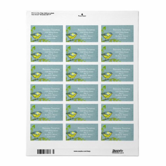 イエローウォーブラーバードグレーの水色 ラベル (フルシート)