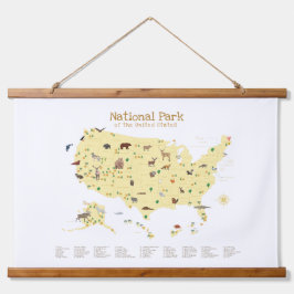 イエローウッドランドナショナルパークマップ子供部屋デコール 吊り下げ型タペストリー