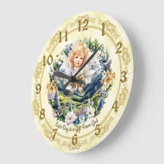 イエローエかわいらしル感動的ゼルブ ラージ壁時計 (傾斜)