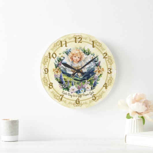 イエローエかわいらしル感動的ゼルブ ラージ壁時計 (ホーム)