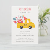 イエローエイジ誕生日パーティーケーキートラック招待状 サンキューカード (スタンド正面)