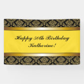 イエローエイジ金ゴールドダマスク誕生日バナー 横断幕 (横)