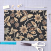 イエローエキゾチックフローラ刺繍の切り離し 薄葉紙 (クラフト)