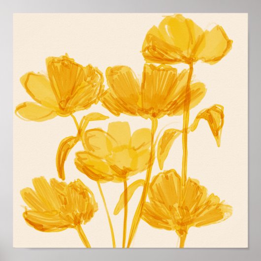 イエローエステティックリビングルームホームデコール ポスター (正面)