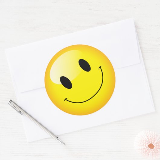 イエローエモジ誕生日パーティー幸せな顔のシンボル ラウンドシール (封筒)