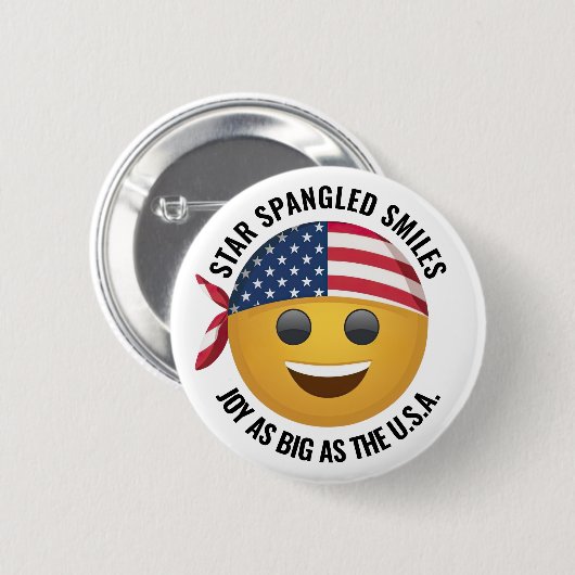 イエローエモジ顔 缶バッジ (正面&裏面)