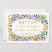 イエローエレガンスフローラワイルドフラワー開花結婚ズ 招待状 (正面)