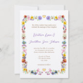 イエローエレガンスフローラワイルドフラワー開花結婚ズ 招待状 (正面)