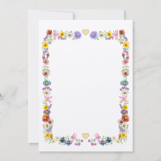 イエローエレガンスフローラワイルドフラワー開花結婚ズ 招待状 (裏面)