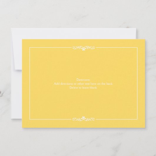 イエローエレガントウェディングリハーサルディナー招待状 招待状 (裏面)