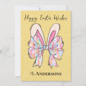 イエローエレガントグリッターイースターバニー耳&ボウ シーズンカード (正面)