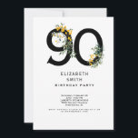 イエローエレガントフローラ90th誕生日パーティー 招待状<br><div class="desc">黄エレガントフローラ90回白バースデーパーティー招待。</div>