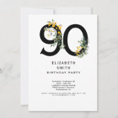 イエローエレガントフローラ90th誕生日パーティー 招待状 (正面)