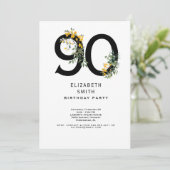 イエローエレガントフローラ90th誕生日パーティー 招待状 (スタンド正面)