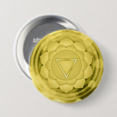 イエローエレガント太陽のチャクラゼンヨガスピリチュアル 缶バッジ (正面&裏面)