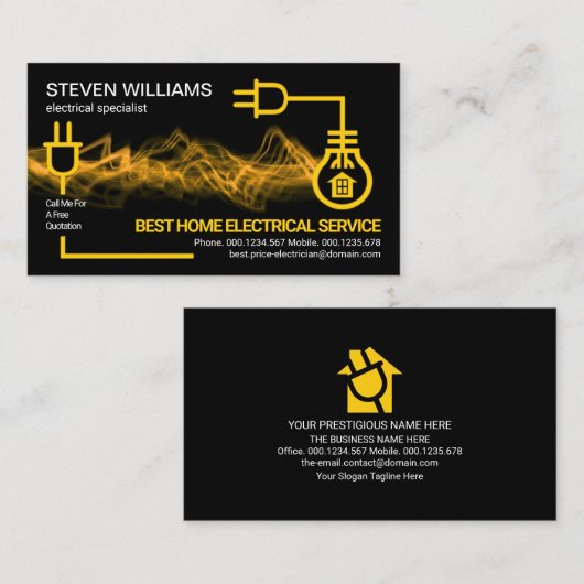 イエローエレクトリック回路稲妻電気技師 名刺 (正面/裏面)