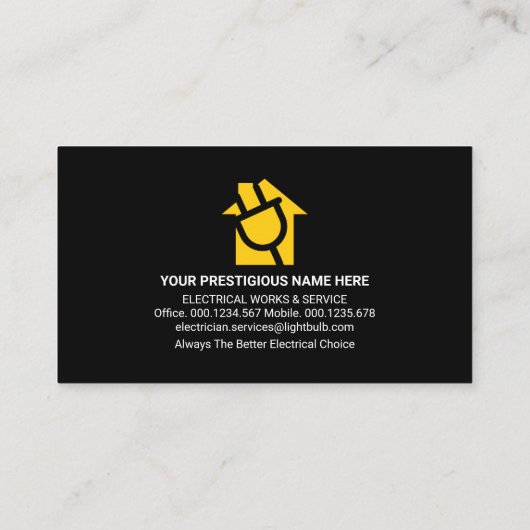 イエローエレクトリック回路稲妻電気技師 名刺 (裏面)