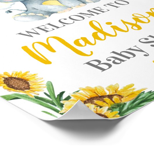 イエローエレファントウェルカムサイン、ガールシャワー ポスター (角)