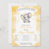 イエローエレファントウォーターカラーベビーシャワー招待状 招待状 (正面)