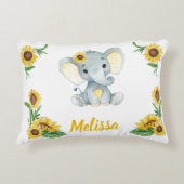イエローエレファントガール名前をカスタムする枕 アクセントクッション (正面)