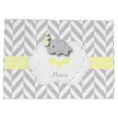 イエローエレファントデザイン-男の赤ちゃんシャワー ラージペーパーバッグ (裏面)