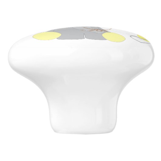 イエローエレファントバルーンハート男の赤ちゃん子供部屋 セラミックノブ (側面)