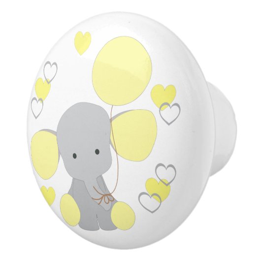 イエローエレファントバルーンハート男の赤ちゃん子供部屋 セラミックノブ (右)
