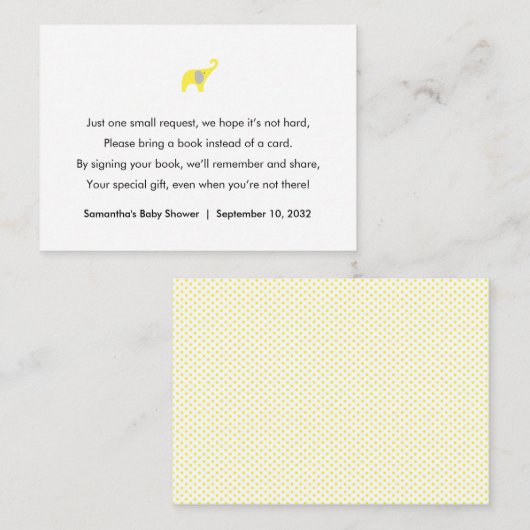 イエローエレファントブックのリクエスト/ベビー用ブック エンクロージャーカード (正面/裏面)