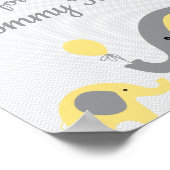 イエローエレファントベビーシャワーアドバイスfor Mommy Sign ポスター (角)