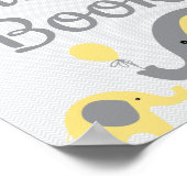 イエローエレファントベビーシャワーサインのゲストブックサイン ポスター (角)