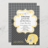 イエローエレファントベビーシャワー招待状 招待状 (正面/裏面)