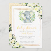 イエローエレファントベビーシャワー招待状 招待状 (正面/裏面)