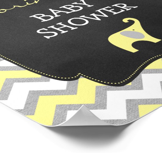 イエローエレファントベビーシャワー8x10ウェルカムサイン ポスター (角)