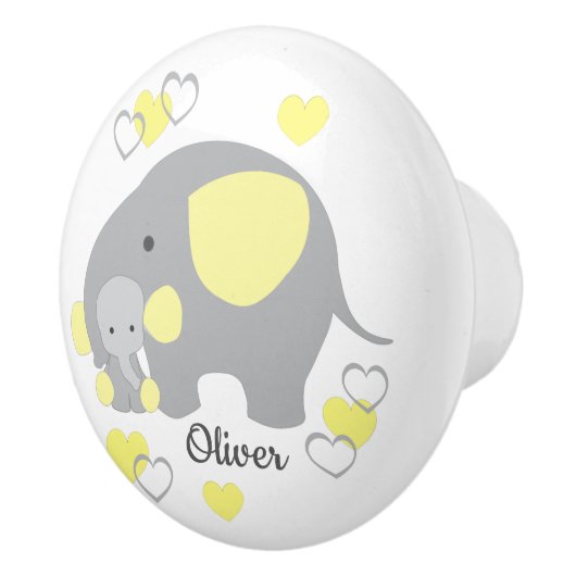 イエローエレファントボーイベビー子供部屋ハートドレッサー セラミックノブ (右)