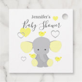 イエローエレファントボーイ女の子ベビーシャワーパーティー フェイバータグ (裏面)