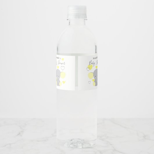 イエローエレファントボーイ女の子ベビーシャワーパーティー ペットボトルラベル (裏面)